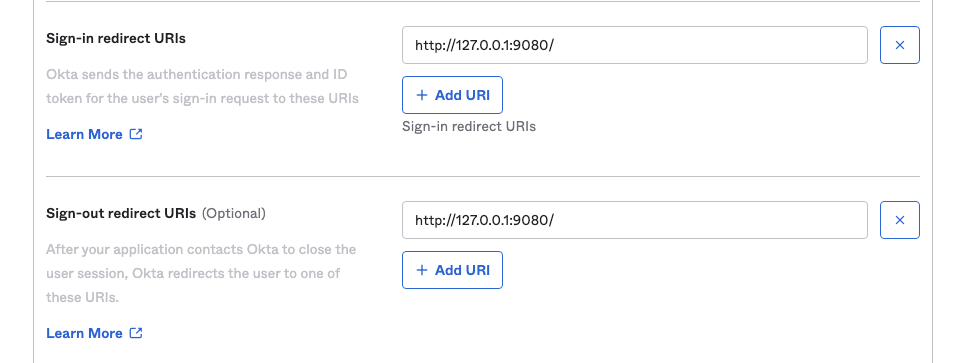 Set the redirect URL for login and logout