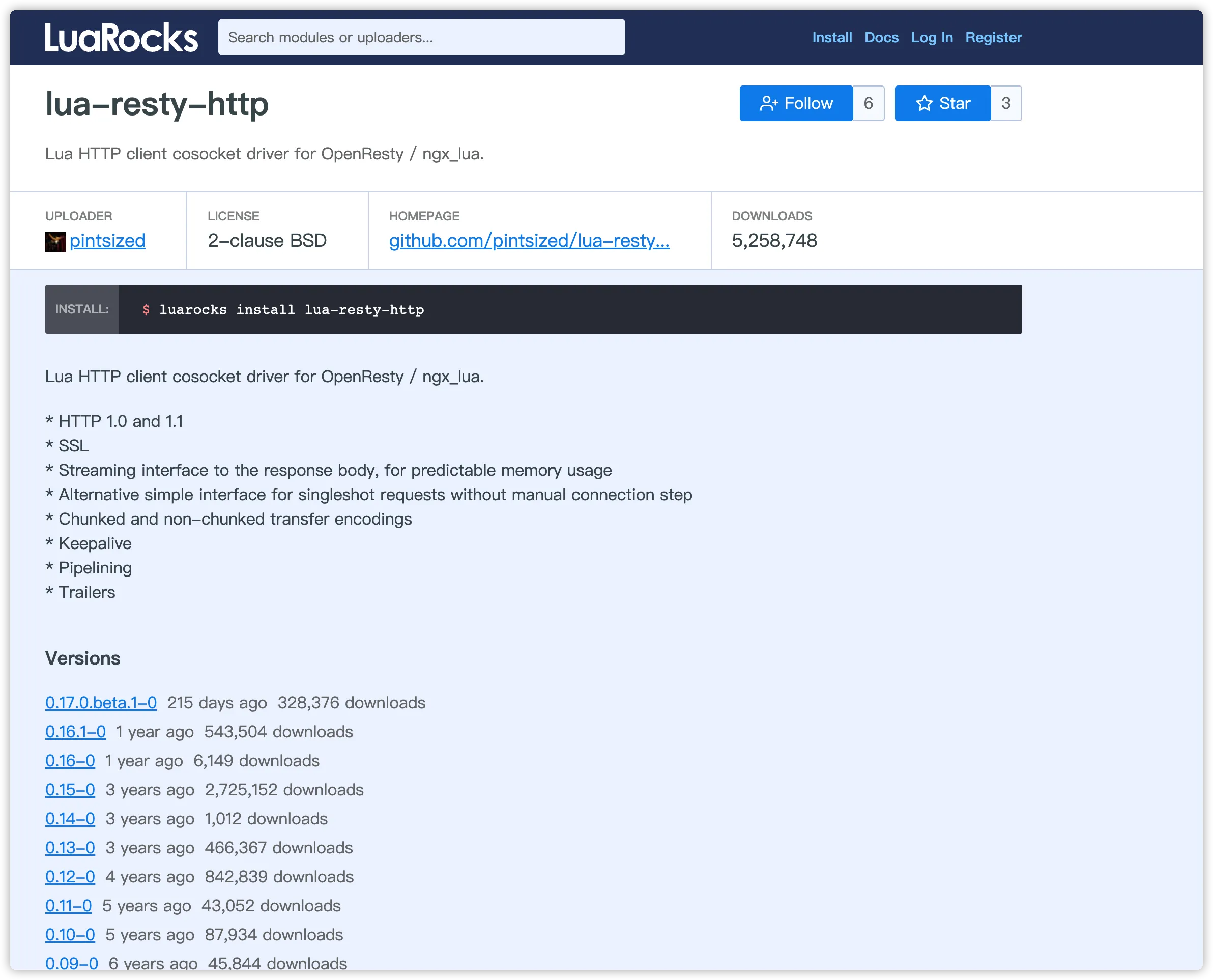 LuaRocks Package Details