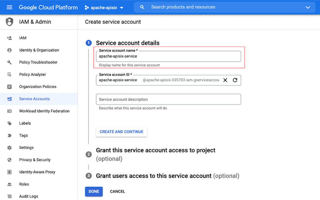 create a service account-2