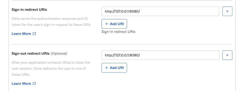 Set the redirect URL for login and logout