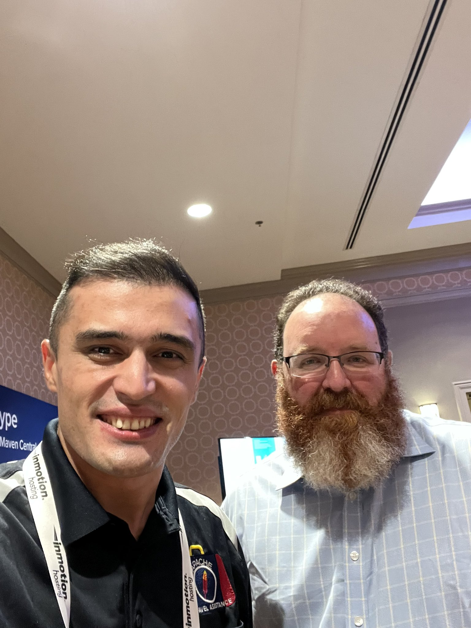 Bobur with the president of Apache Software Foundation David Nalley