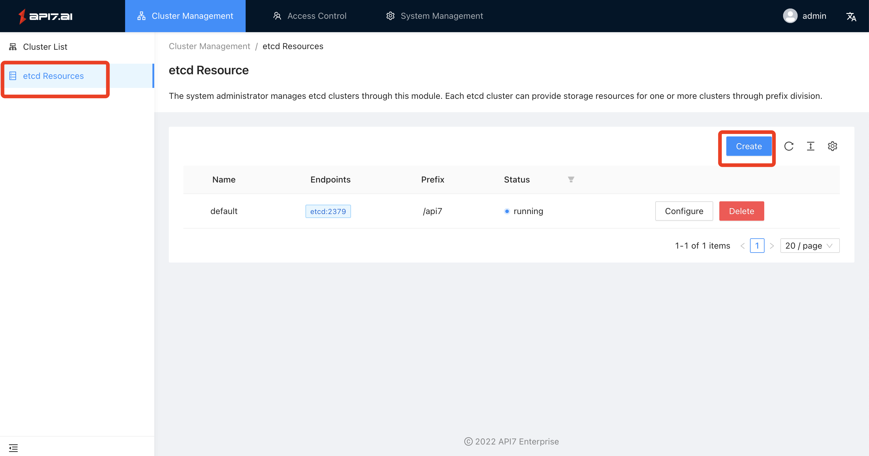 Create etcd cluster