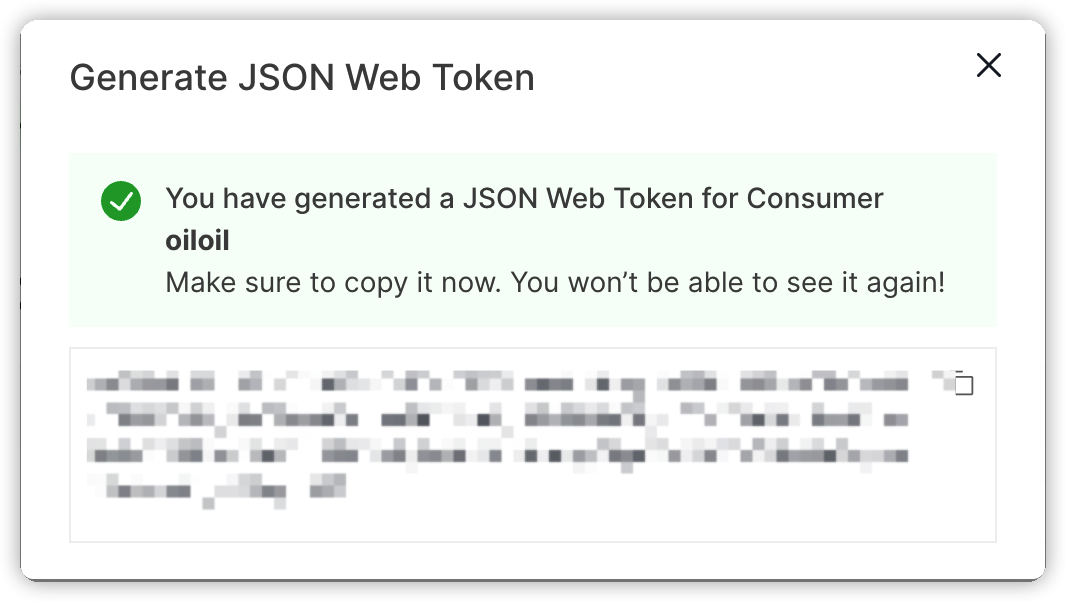 JSON Web Token Copy Modal