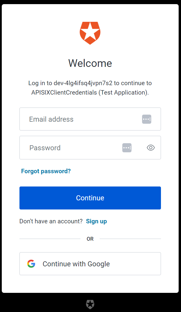 Auth0 universal login page