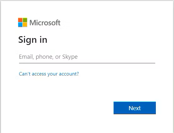 Azure AD Authentication Page