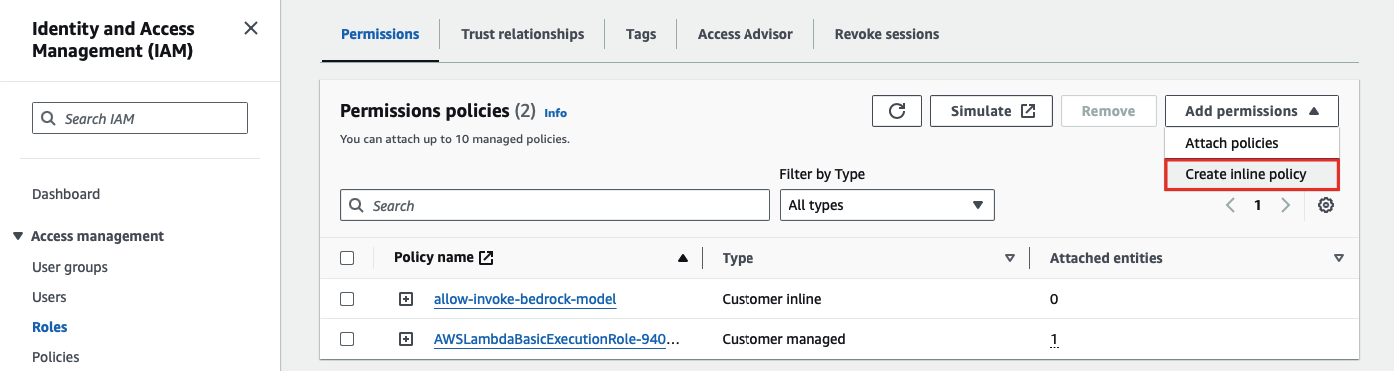 create incline policy