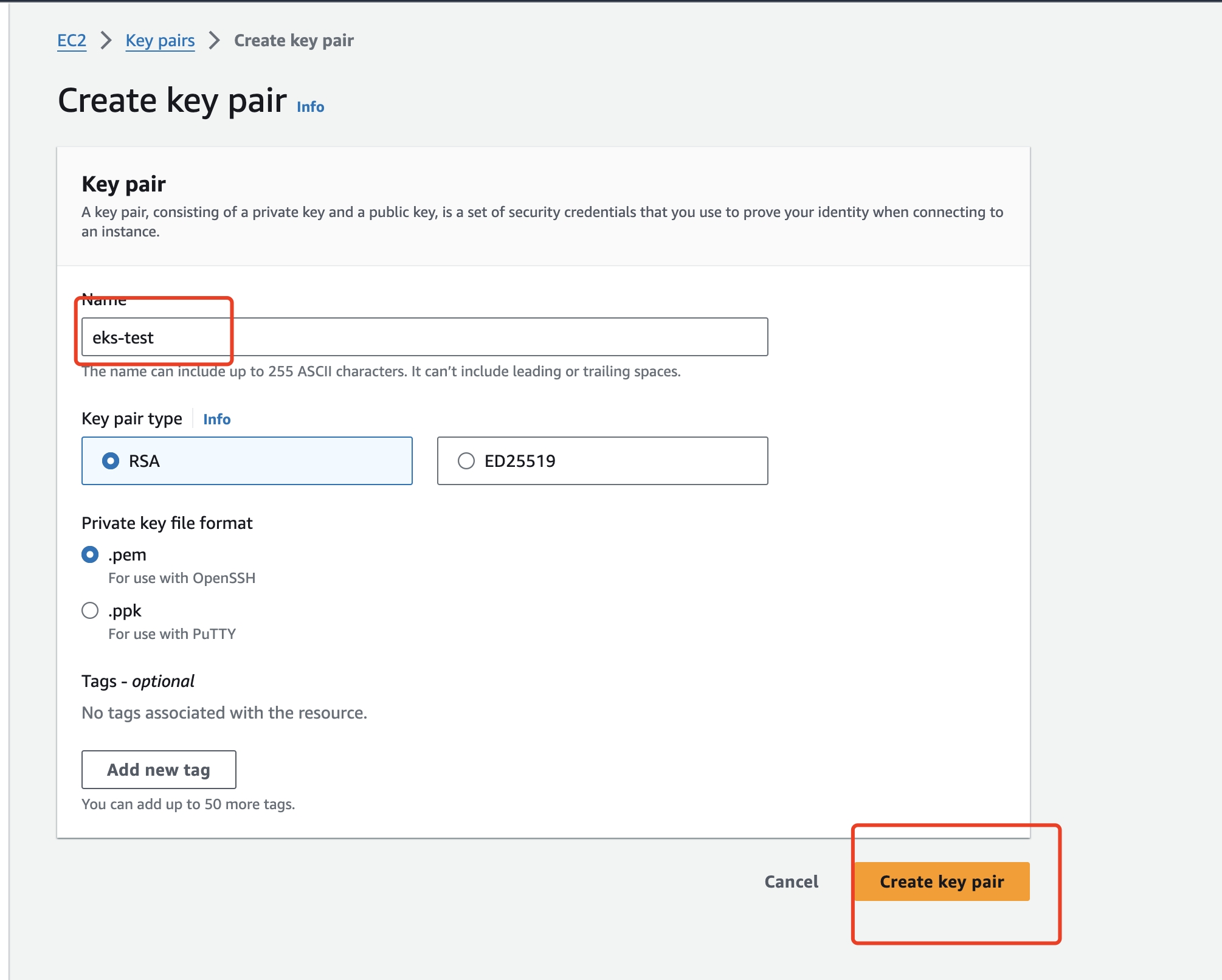 configuration key pairs