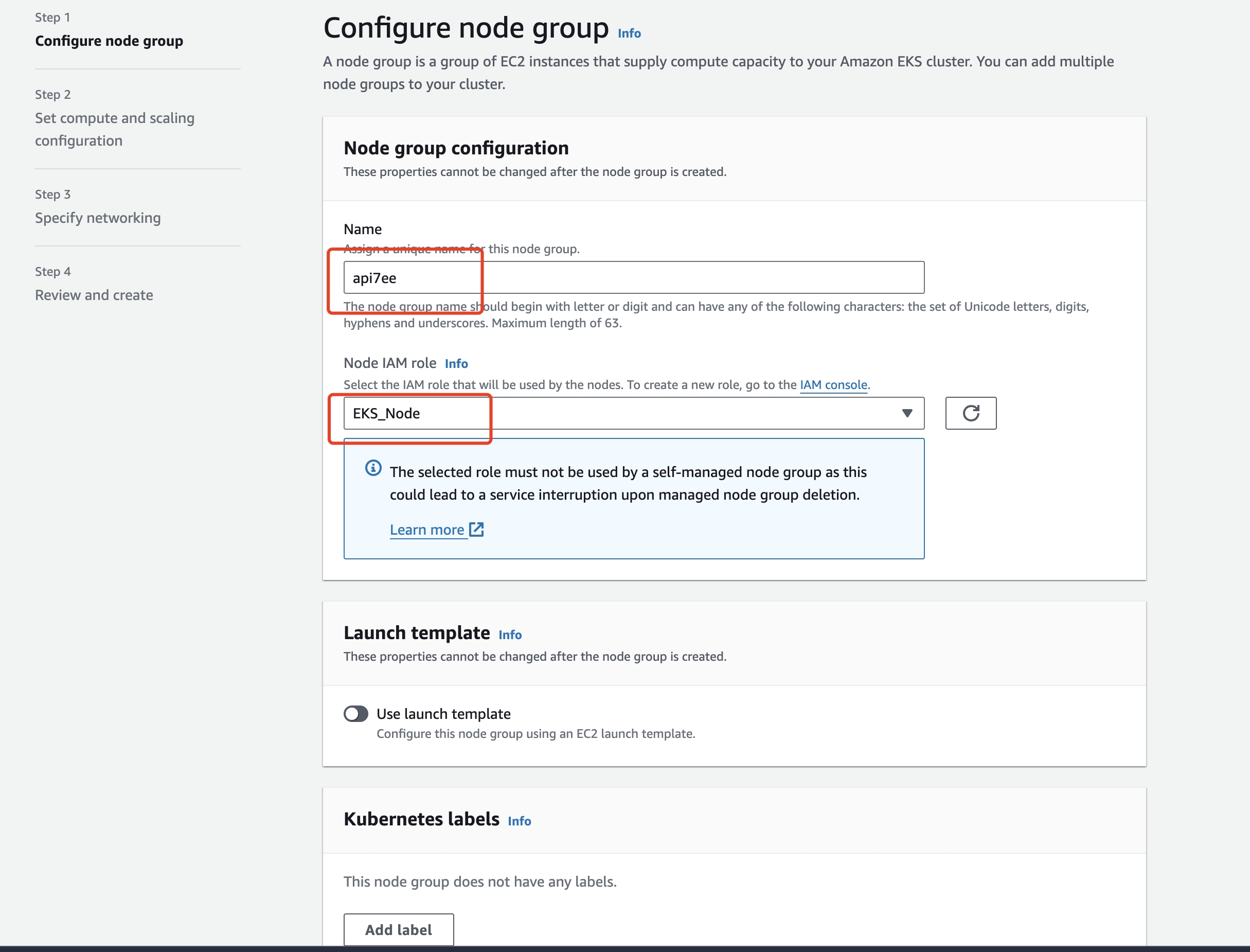 configure node group details