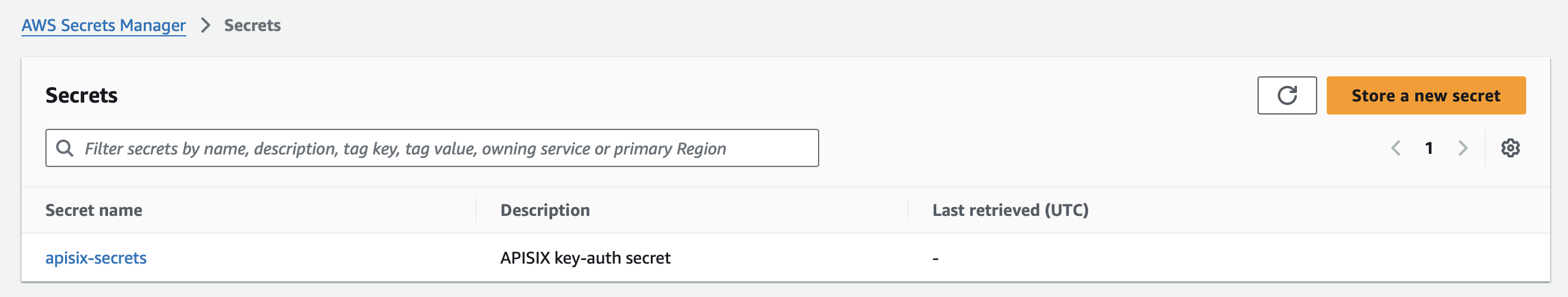 finish secret creation in AWS