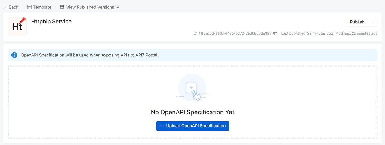 Upload OpenAPI Specification